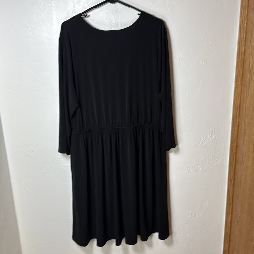 Lane Bryant black 3/4-Sleeve Surplice Fit & Flare Dress 18/20. - Picture 6 of 13